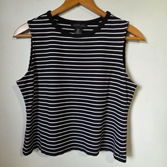 EUC RACHEL ZOE CREW NECK STRIPED TANK TOP SIZE MEDIUM - Picture 1 of 12